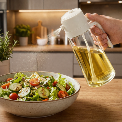 2-in-1 Glass Oil Dispenser Bottle with Spray & Pour | Gravity Sensor Auto-Open Lid | Anti-Clog Filter | Lead-Free Thickened Glass | Olive Oil & Cooking Oil Bottle for Kitchen, Salad & BBQ