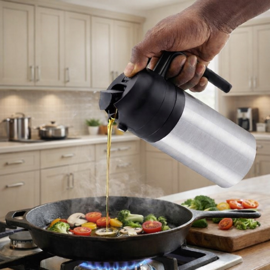 2-in-1 Oil Sprayer & Dispenser Bottle | Steel | CrockWitty