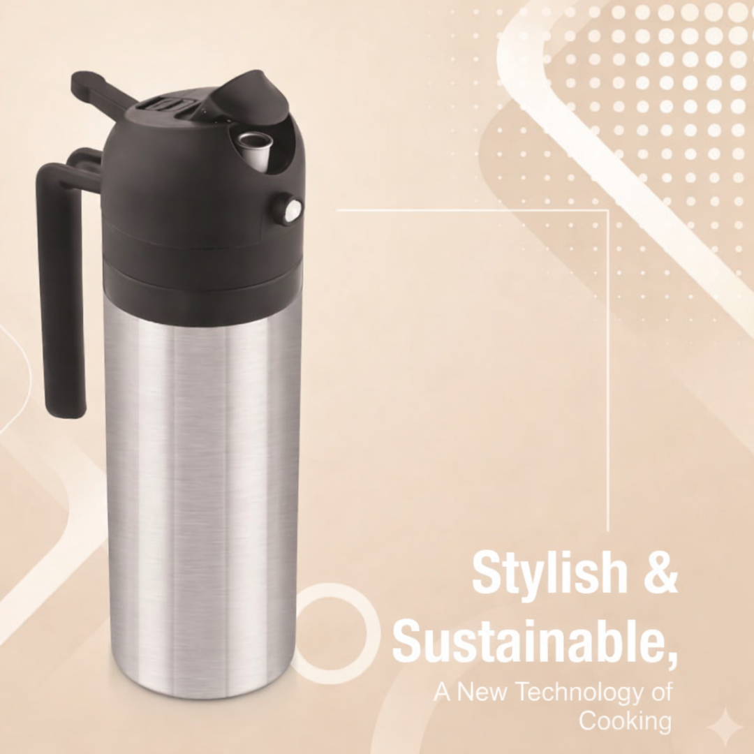 2-in-1 Oil Sprayer & Dispenser Bottle | Steel | CrockWitty