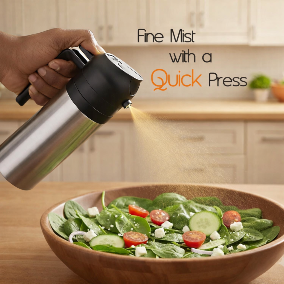 2-in-1 Oil Sprayer & Dispenser Bottle | Steel | CrockWitty