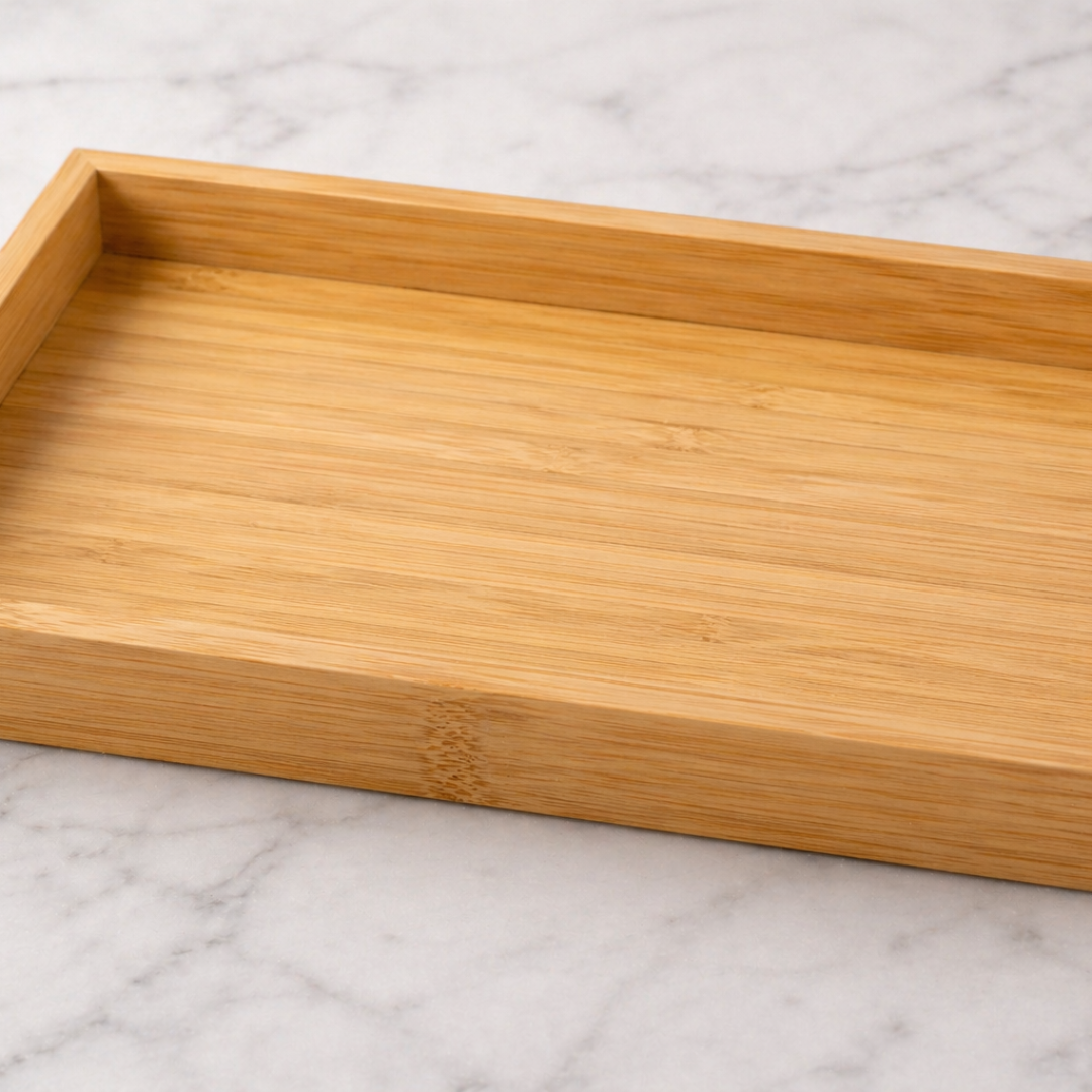 Ribbed Round Borosilicate Glass Jar Set of 2 with Bamboo Tray — Airtight Silicone Seal Bamboo Lid | 500 ml Each | Dry Fruit, Nut & Spice Kitchen Organiser | Non-Toxic & Lead-Free