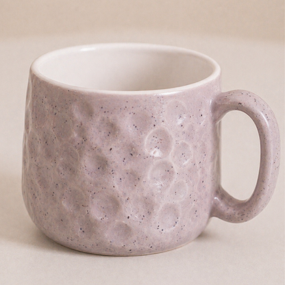 Hammered Lavender Ceramic Chai Mug Set of 6 — 200 ml | Lead and Cadmium Free | Microwave Safe | Wide Handle | Tea Coffee Mug Set for Home and Kitchen