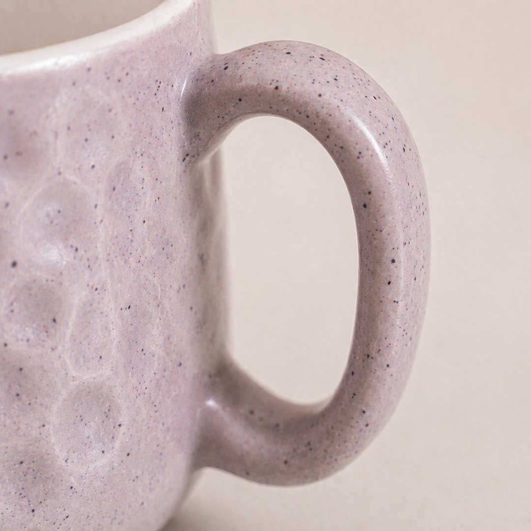 Hammered Lavender Ceramic Chai Mug Set of 6 — 200 ml | Lead and Cadmium Free | Microwave Safe | Wide Handle | Tea Coffee Mug Set for Home and Kitchen