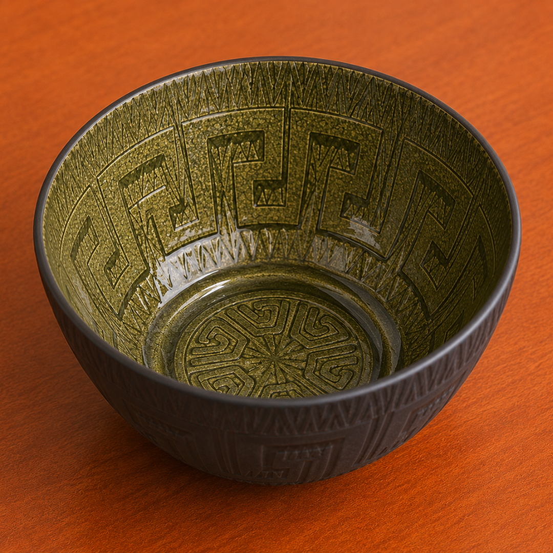 Turkish Design Glass Bowl Set of 6 — 180ml | Matte Black Embossed Exterior & Green Gold Metallic Interior | Premium Multipurpose Dessert Bowls
