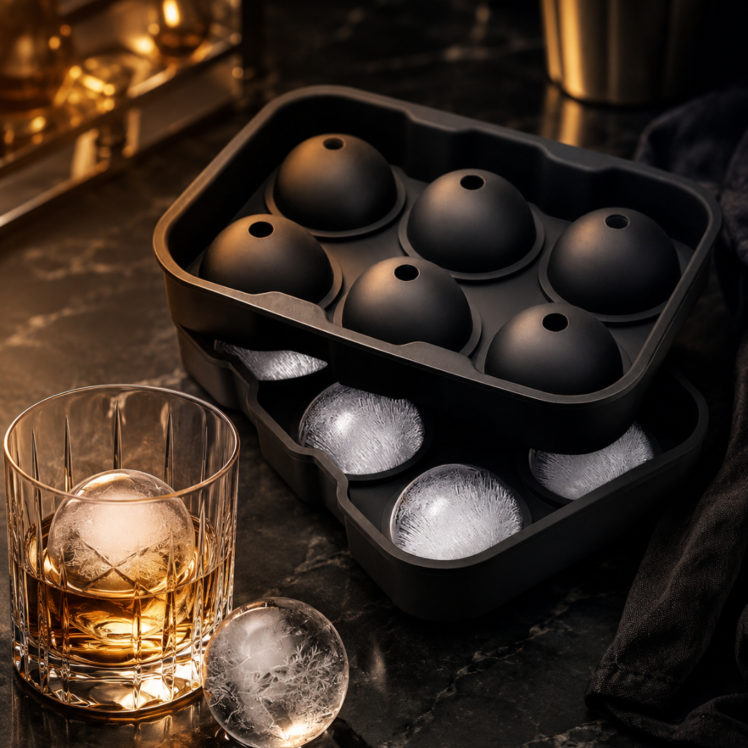 Sphere Ice Ball Maker — 6-Cavity Silicone Ice Ball Mold with Easy Release, 4cm Crystal Clear Ice Balls for Whiskey, Cocktails & Beverages