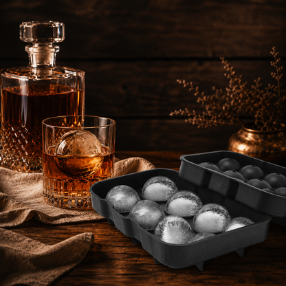 Sphere Ice Ball Maker — 6-Cavity Silicone Ice Ball Mold with Easy Release, 4cm Crystal Clear Ice Balls for Whiskey, Cocktails & Beverages