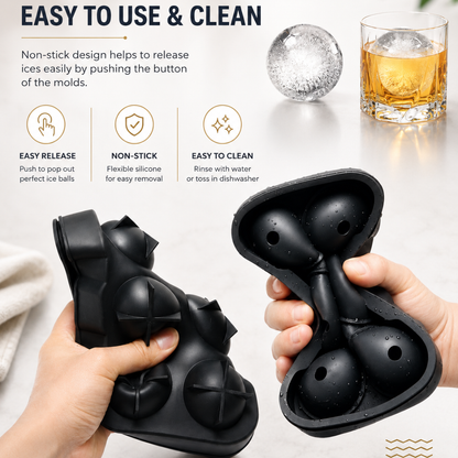 Sphere Ice Ball Maker — 6-Cavity Silicone Ice Ball Mold with Easy Release, 4cm Crystal Clear Ice Balls for Whiskey, Cocktails & Beverages