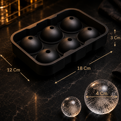 Sphere Ice Ball Maker — 6-Cavity Silicone Ice Ball Mold with Easy Release, 4cm Crystal Clear Ice Balls for Whiskey, Cocktails & Beverages