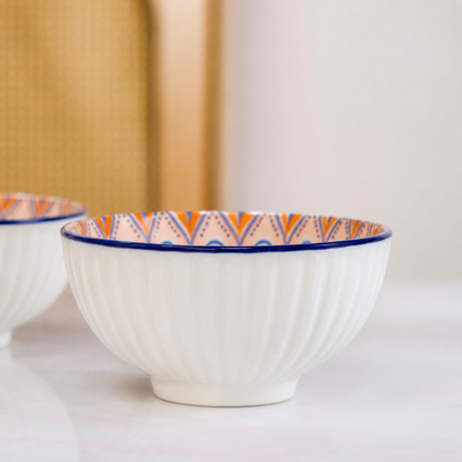 Bohemian Mandala Porcelain Bowl Set of 4 — 350ml | Vibrant Hand-Painted Style Interior, Stackable, Microwave & Dishwasher Safe | Premium Gift Box Included