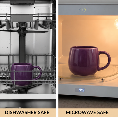 Purple Glossy Ceramic Coffee Mug – Premium Round Belly Mug with Easy-Grip Handle | 325 ml | Lead Free & Food Safe | Microwave & Dishwasher Safe