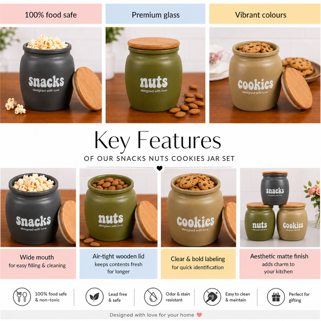 New Minimal Bean Jar Set of 3 550 ml