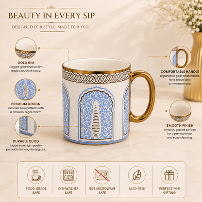 Arch Gold Rim Ceramic Mug 6 pcs