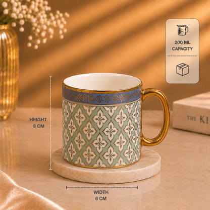 Sage Moroccan Tile Mug Set 6 pcs