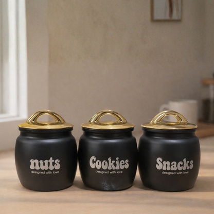 New Majestic Black Jar Set Set of 3 550 ml