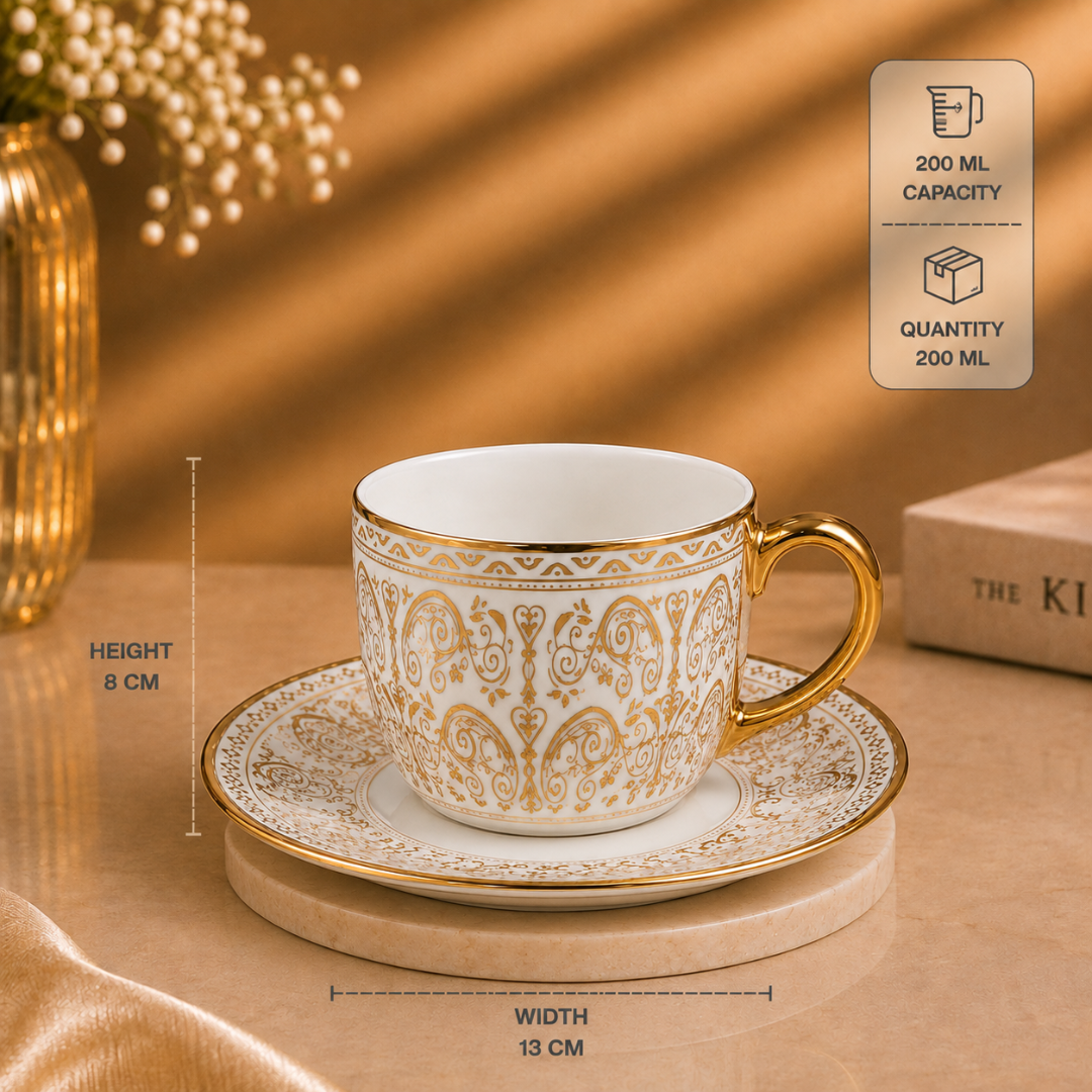 Corbett Gold Rim Tea Cup & Saucer Set of 6