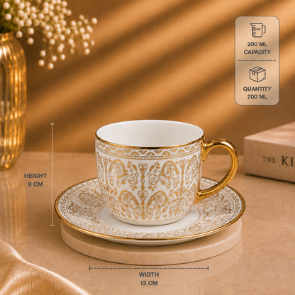 Corbett Gold Rim Tea Cup & Saucer Set of 6