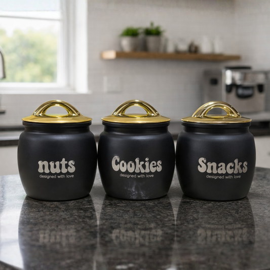 New Majestic Black Jar Set Set of 3 550 ml
