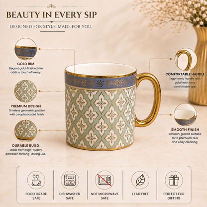 Sage Moroccan Tile Mug Set 6 pcs