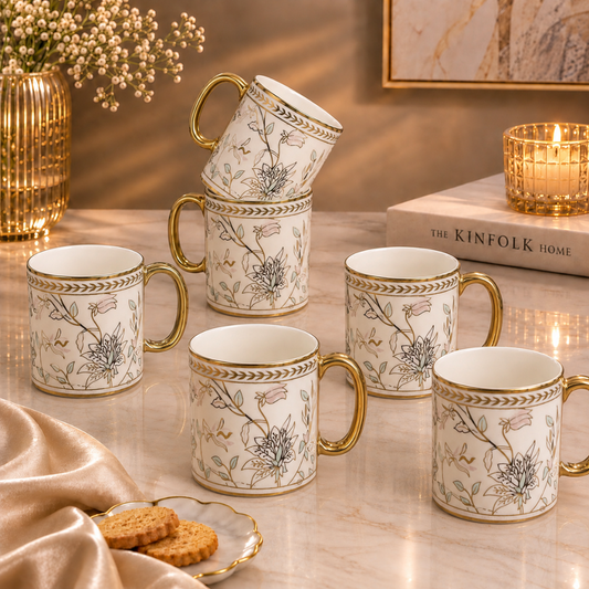 Sylvie Gold Rim Ceramic Mug 6 pcs