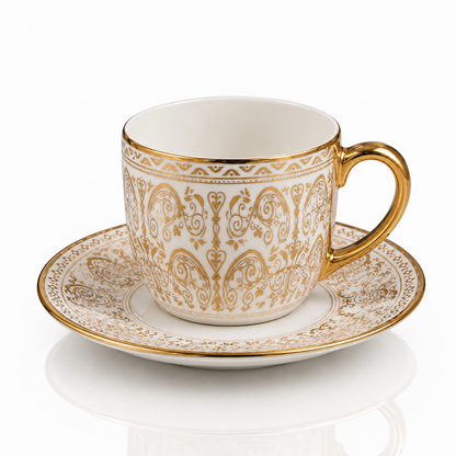 Corbett Gold Rim Tea Cup & Saucer Set of 6
