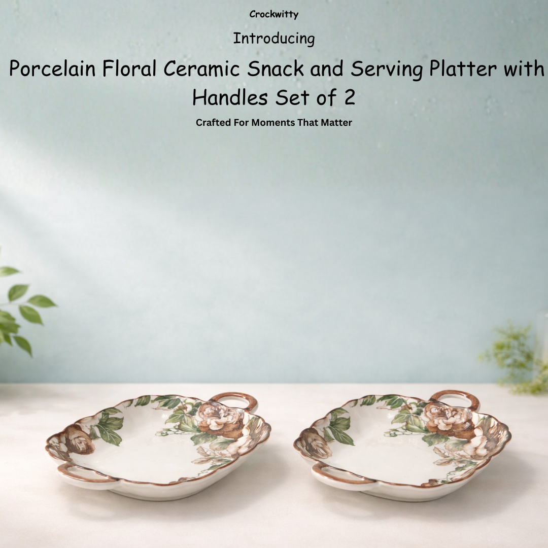 ceramic floral serving platter set of 2 for elegant dining