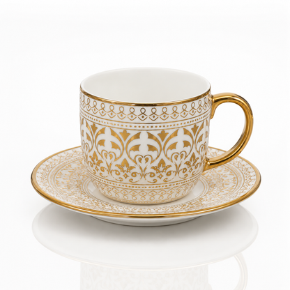 Luxora Gold Rim Tea Cup & Saucer Set of 6