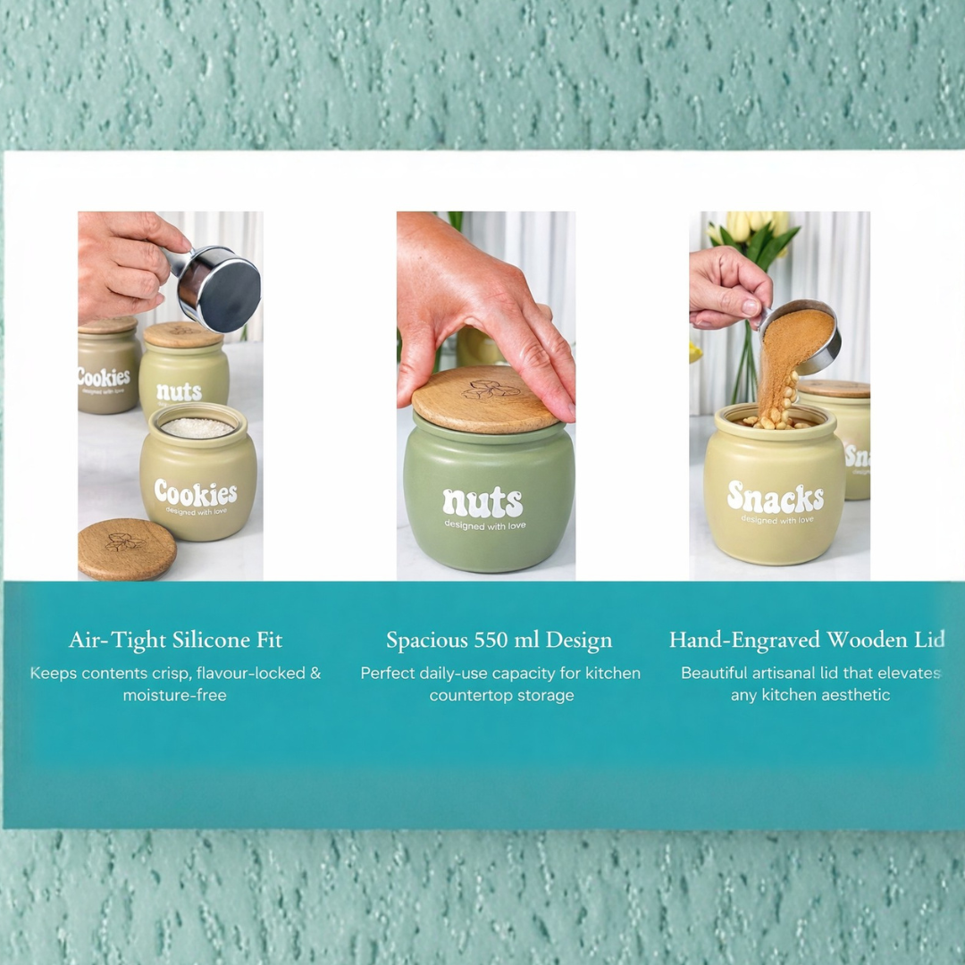 New Minimal Bean Jar Set of 3 550 ml