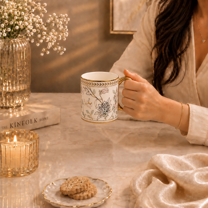 Sylvie Gold Rim Ceramic Mug 6 pcs