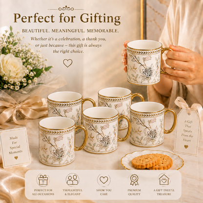 Sylvie Gold Rim Ceramic Mug 6 pcs