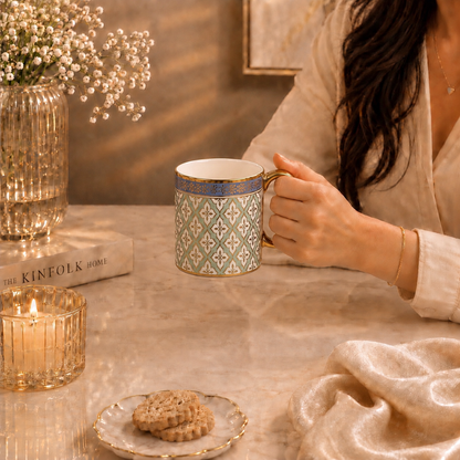 Sage Moroccan Tile Mug Set 6 pcs