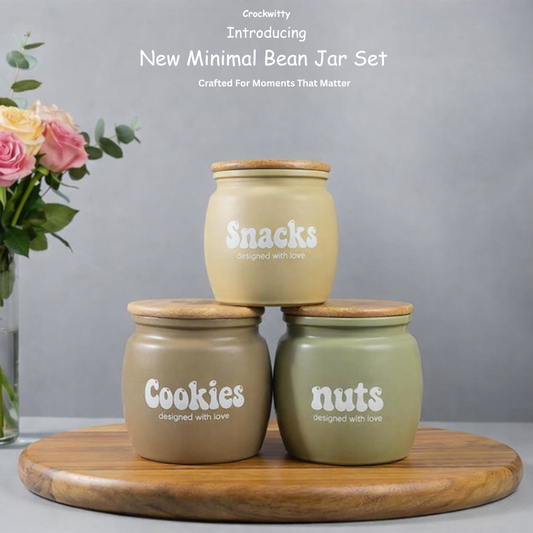 minimal clay storage jars set of 3 for kitchen pantry