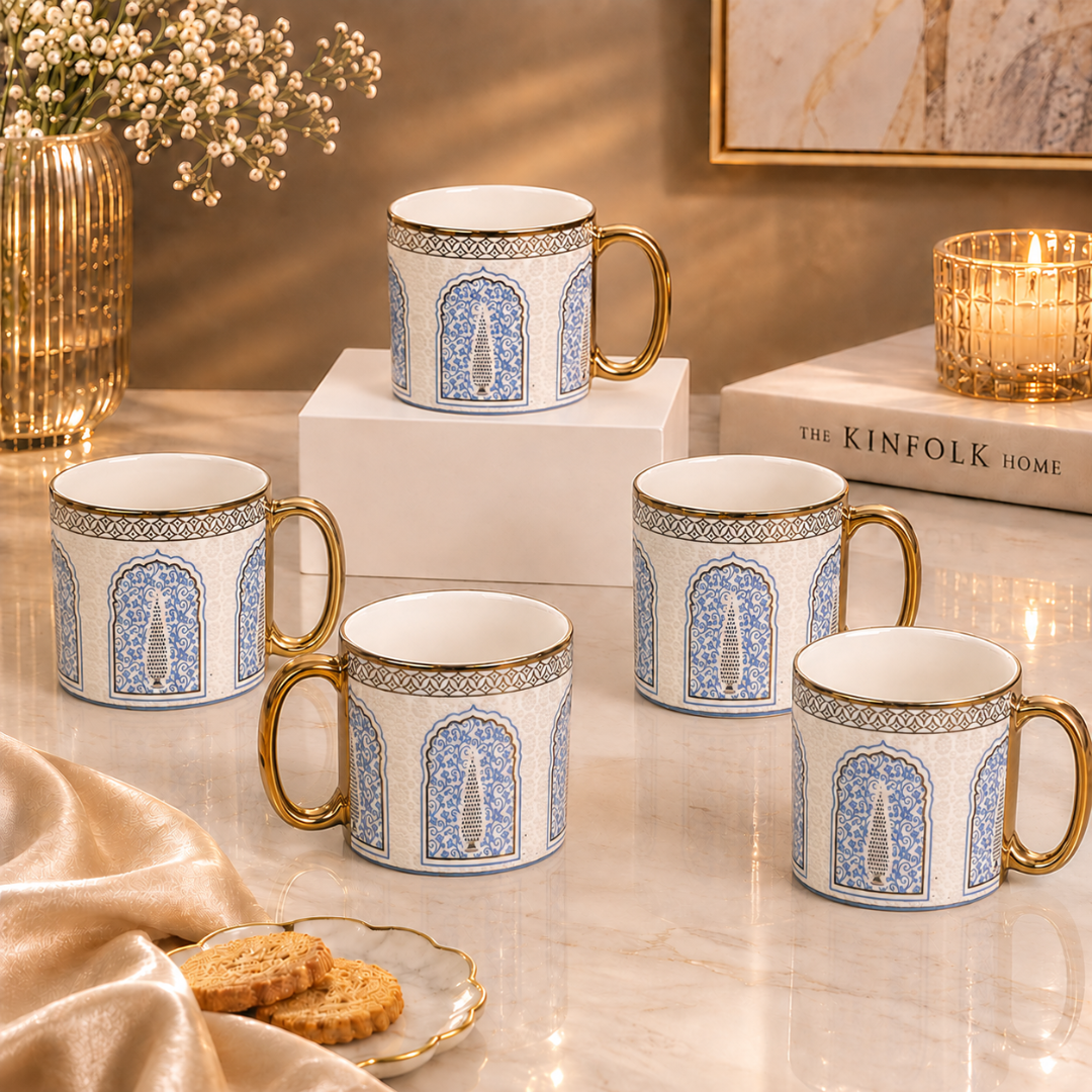 Arch Gold Rim Ceramic Mug 6 pcs