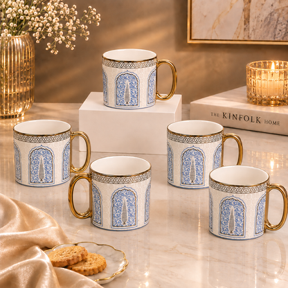 Arch Gold Rim Ceramic Mug 6 pcs
