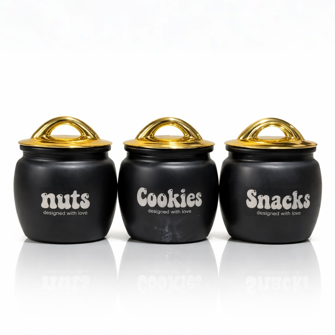 New Majestic Black Jar Set Set of 3 550 ml