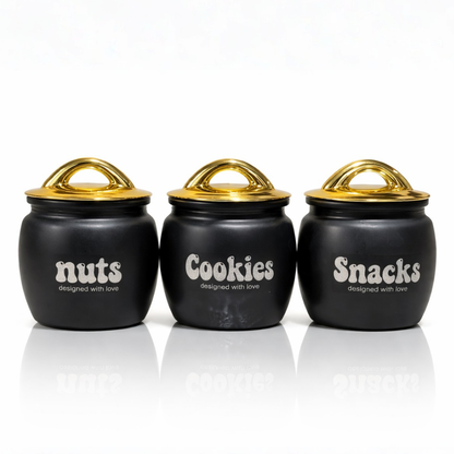 New Majestic Black Jar Set Set of 3 550 ml