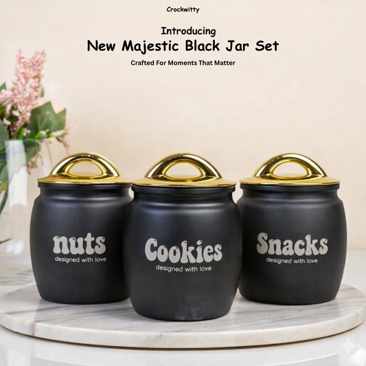 premium clay storage jars set of 3 for kitchen pantry