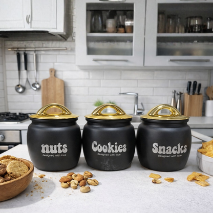 New Majestic Black Jar Set Set of 3 550 ml