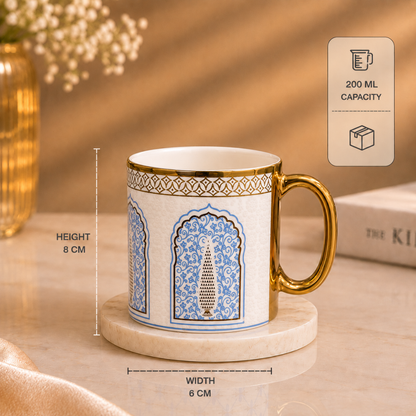 Arch Gold Rim Ceramic Mug 6 pcs