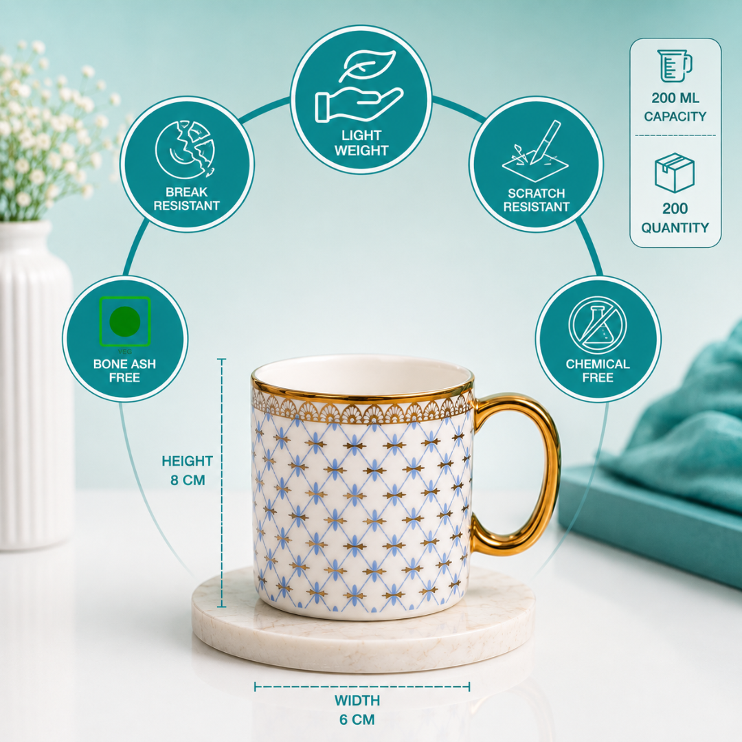 Blue Trellis Mug Set 6 pcs