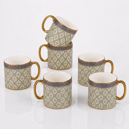 Sage Moroccan Tile Mug Set 6 pcs