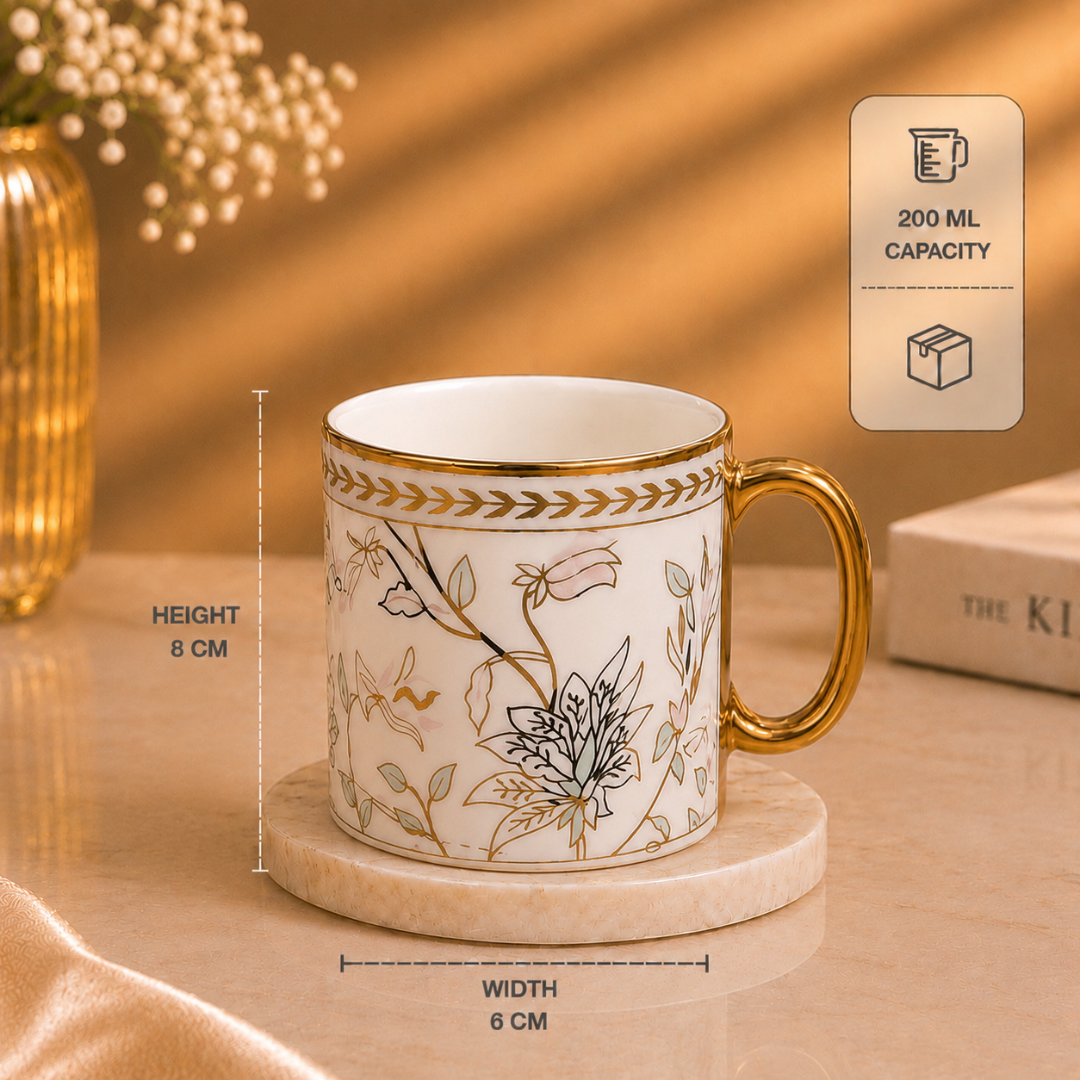 Sylvie Gold Rim Ceramic Mug 6 pcs