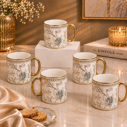 Sylvie Gold Rim Ceramic Mug 6 pcs