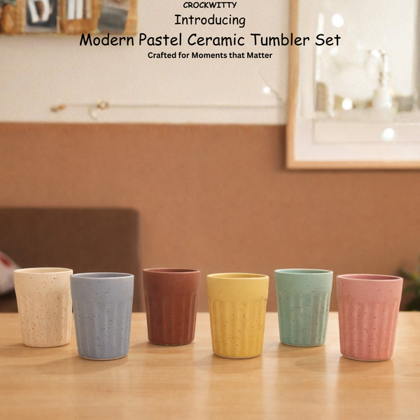 Modern Pastel ceramic tumblers set of 6 housewarming gift India Crockwitty