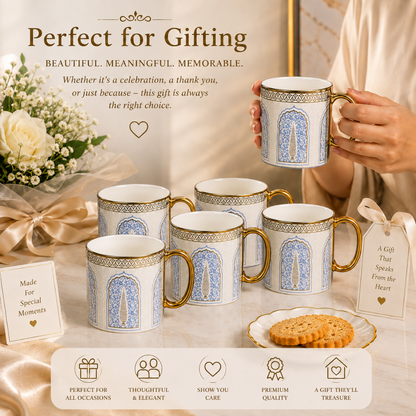 Arch Gold Rim Ceramic Mug 6 pcs
