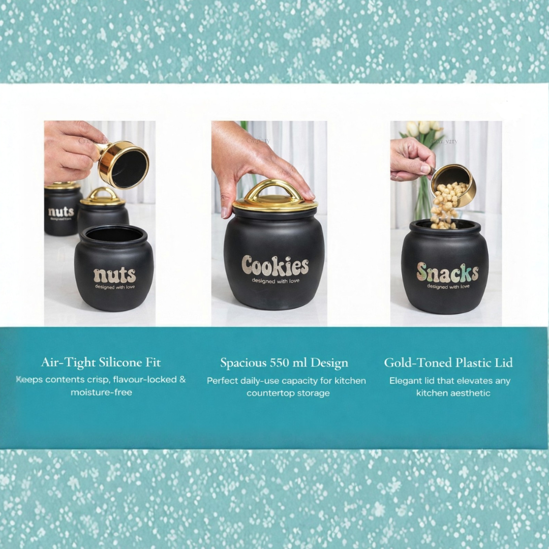 New Majestic Black Jar Set Set of 3 550 ml