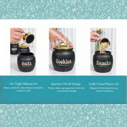New Majestic Black Jar Set Set of 3 550 ml