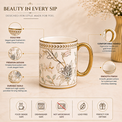 Sylvie Gold Rim Ceramic Mug 6 pcs