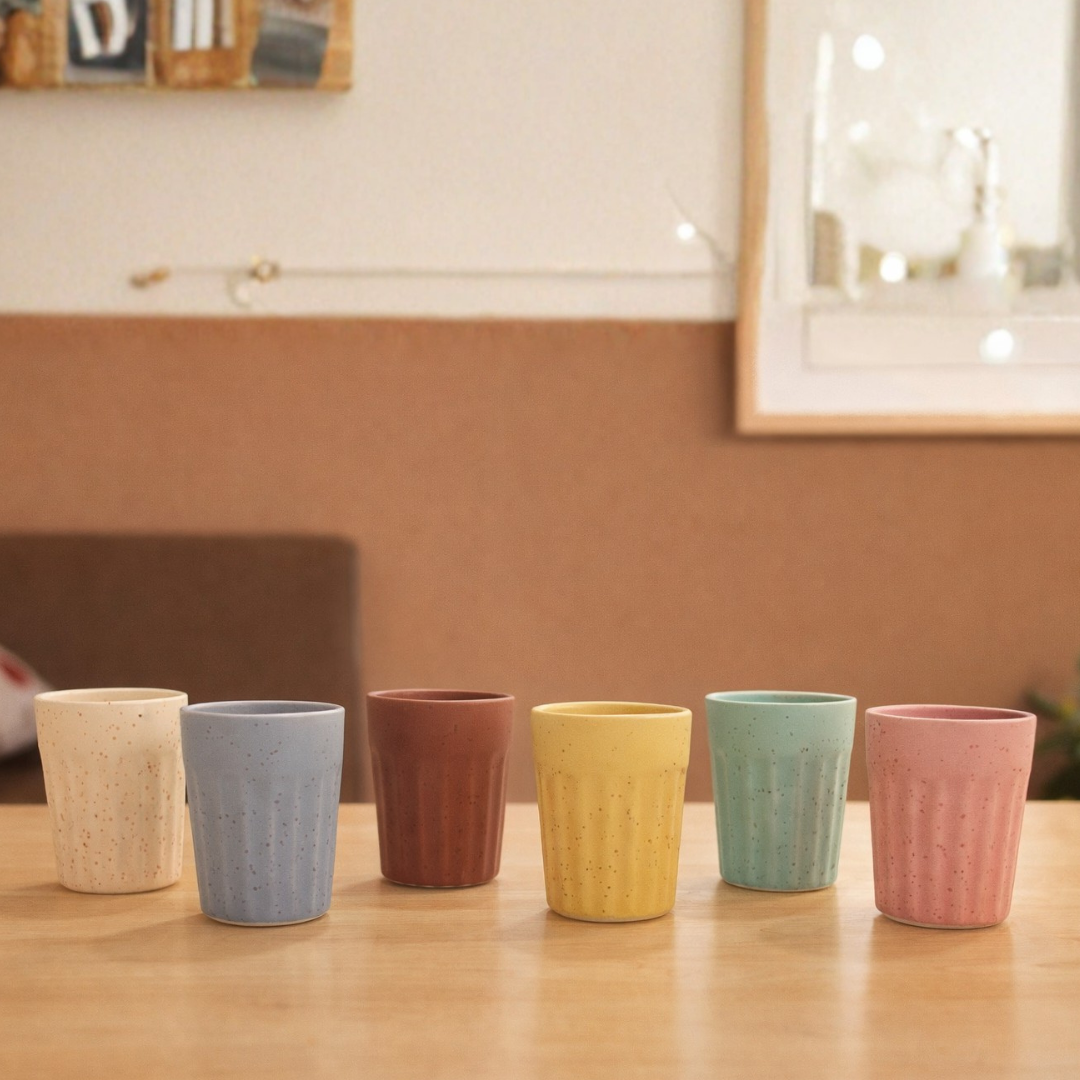 Modern Pastel Ceramic Tumblers Set of 6 100 ml