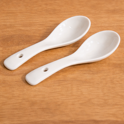 BloomFlora Porcelain Soup Bowl and Spoon Set (4 Bowls + 4 Spoons)