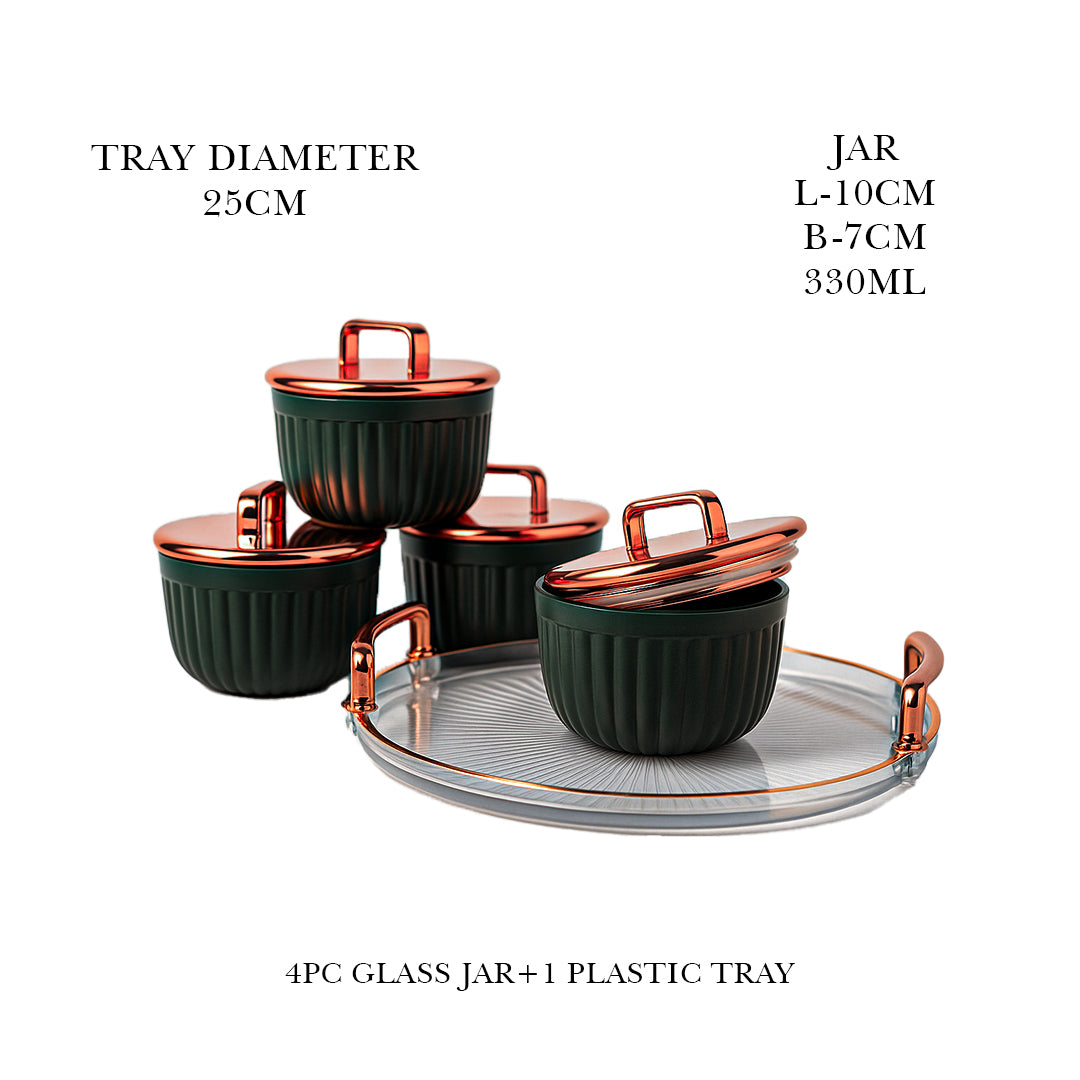 Unbreakable Tray with Airtight Glass Bowls 500 ml